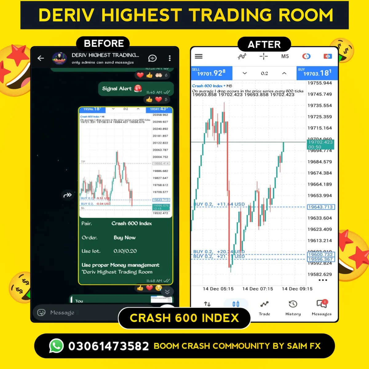 Crash 600 Index — Buy Signal — before and after screenshot