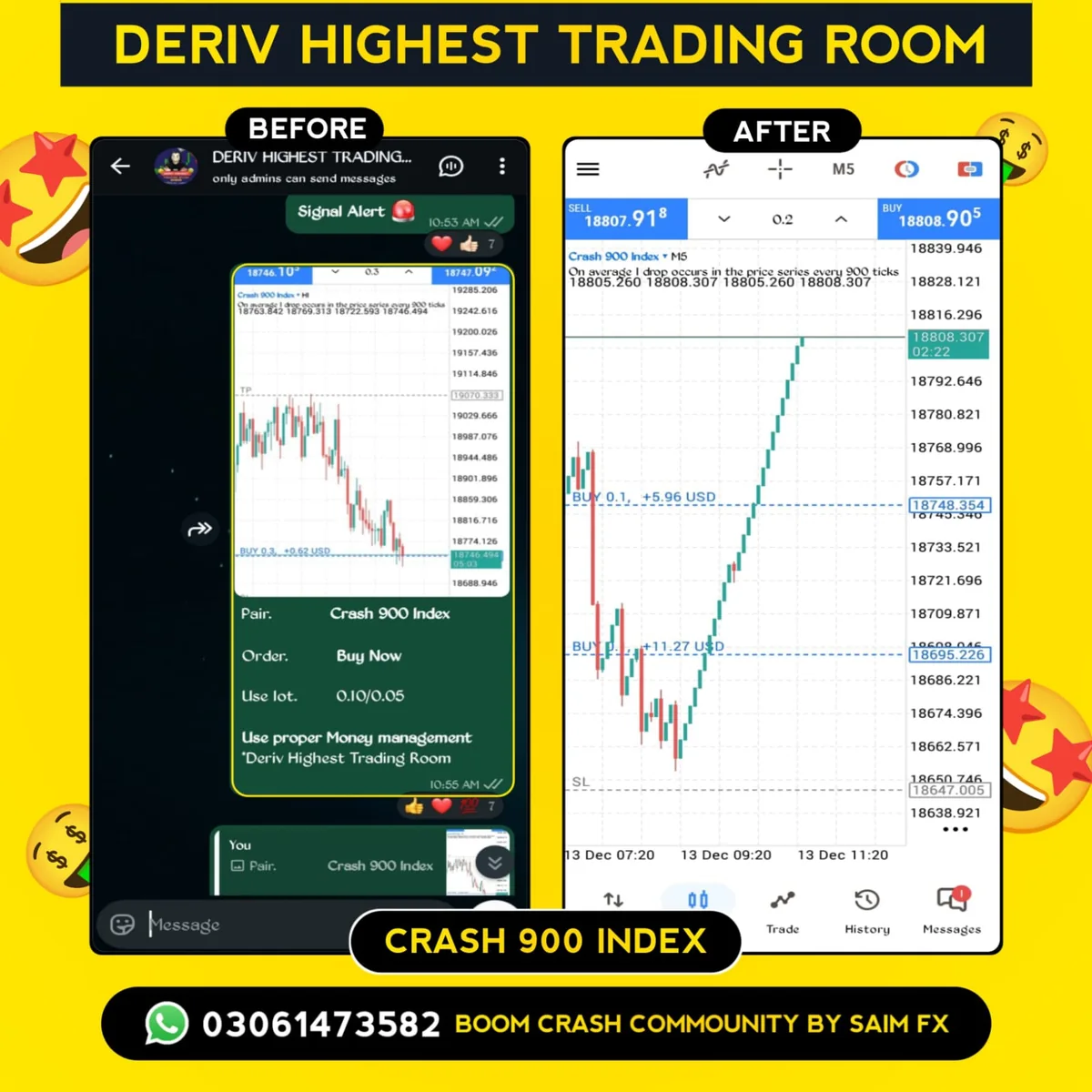 Crash 900 Index — Buy Signal — before and after screenshot